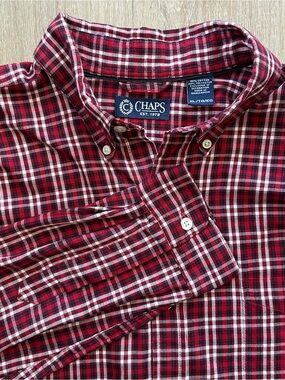 Chaps Men's Red Plaid Button-Down Shirt - XL - Like New